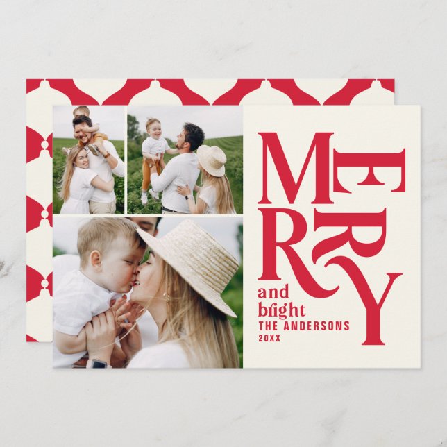 Anúncio Vintage moderna retrô natalício foto festiva verme (Frente/Verso)