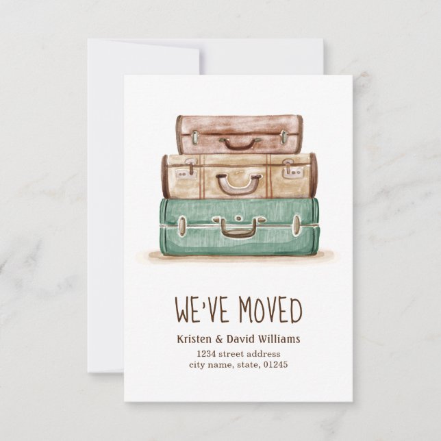 Anúncio Vintage Suitcase Nós movemos o lançamento em movim (Frente)