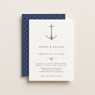 Anúncio Watercolor Anchor Nautical Wedding Invitation
