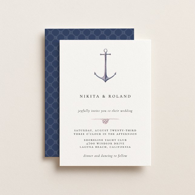 Anúncio Watercolor Anchor Nautical Wedding Invitation (Criador carregado)