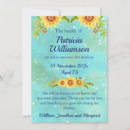 Anúncio Watercolor Floral Funeral Death Note Blue