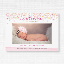 Anúncio Watercolor Floral Pastel Baby Girl Foto Birth
