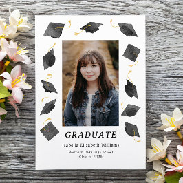 Anúncio Watercolor Graduation Caps Multiple Photo Grad