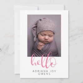Anúncio Watercolor Hello Pink Script Photo Collage Baby