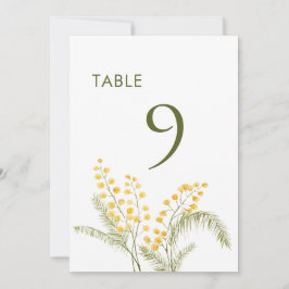 Anúncio Watercolor mimosa flores, número da mesa de casame
