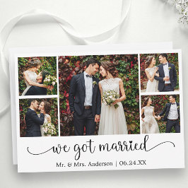 Anúncio We Got Married Heart Calligraphy 5 Photo Wedding