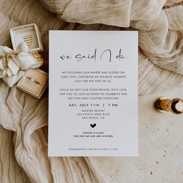 Anúncio We Said I Do Elopement Reception Invitation (Criador carregado)
