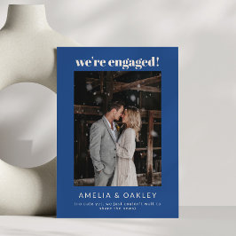 Anúncio We're Engaged Minimalist Elegant Photo French Blue