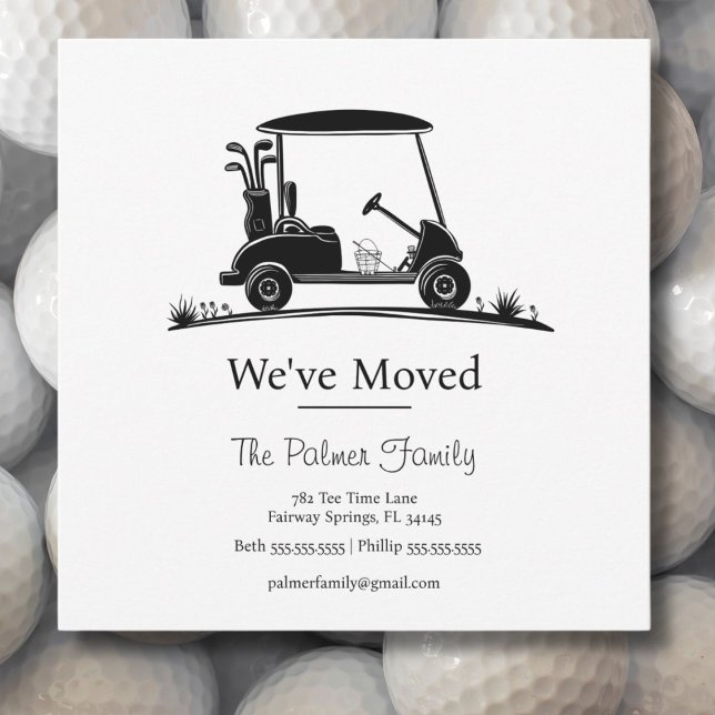 Anúncio We've Moved Black Silhouette Golf Cart (Criador carregado)