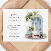 We've Moved White Watercolor Door New Home Moving