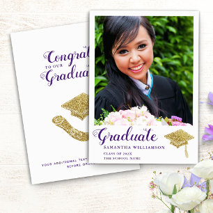 Anúncio White e Purple Class of 2025 Photo Graduation
