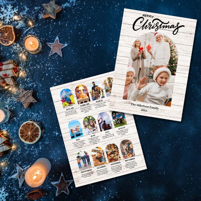 Anúncio White Wood Year in Review Multi Photo Collage (Criador carregado)