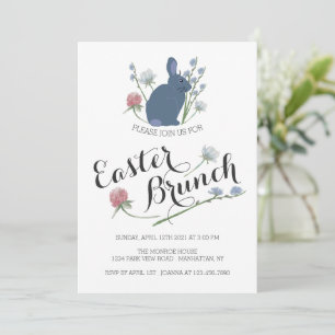 Anúncio Wildflower & Cinza Bunny, Páscoa Brunch