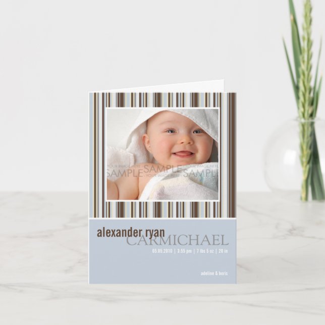 Anúncio Winter Stripes Blue • Baby Announcement (Frente)