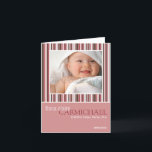 Anúncio Winter Stripes Pink • Baby Announcement<br><div class="desc">"Winter Stripes" pink/brown photo birth announcement. Personalize this modern and stylish photo card template with your baby girl's photo and details for a one-of-a-kind birth announcement.</div>