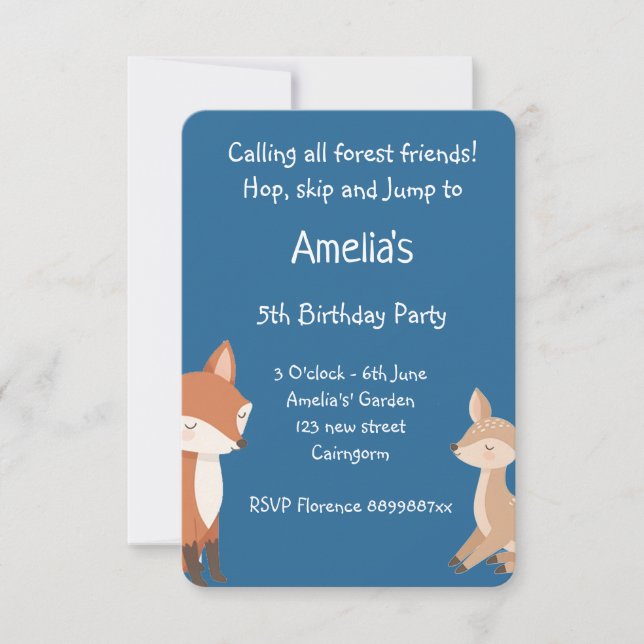 Anúncio  Woodland Animal Birthday Party Invitation (Frente)
