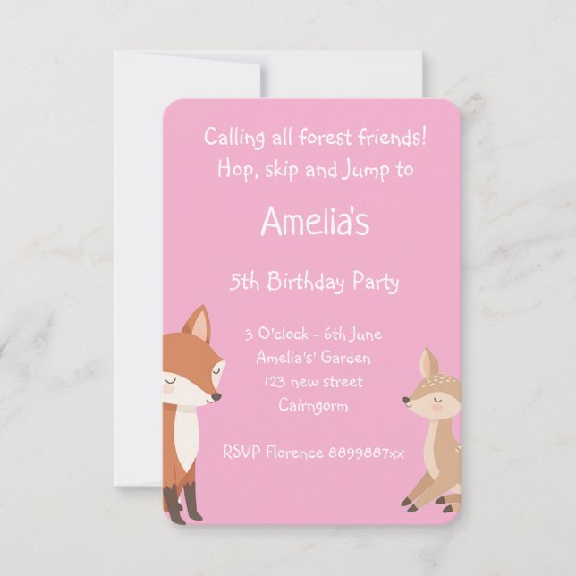 Anúncio  Woodland Animal Birthday Party Invitation (Frente)