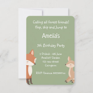 Anúncio  Woodland Animal Birthday Party Invitation