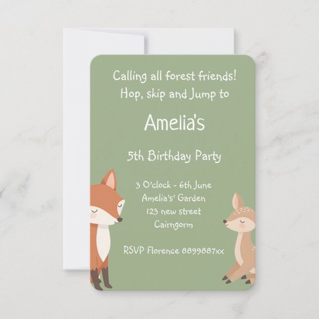 Anúncio  Woodland Animal Birthday Party Invitation (Frente)