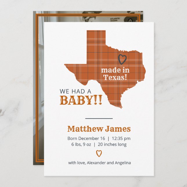 Anúncio Xadrez Laranja Queimada Feita No Texas Foto Vertic (Frente/Verso)