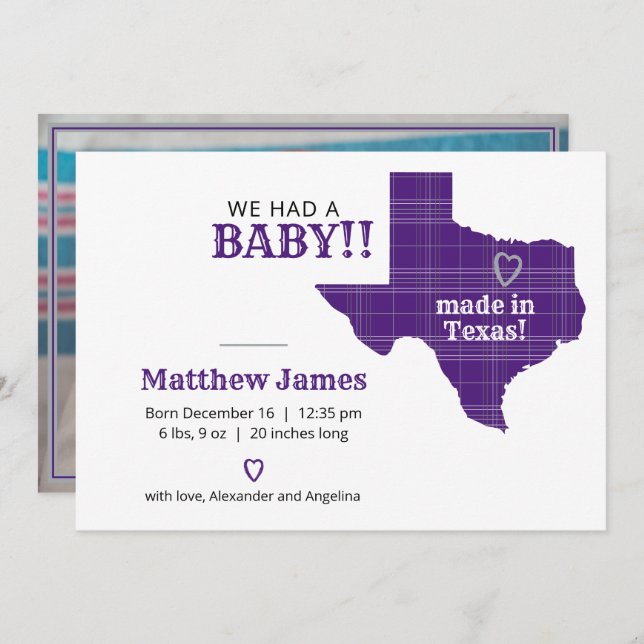 Anúncio Xadrez Roxa Feita No Texas - Foto Horizontal (Frente/Verso)