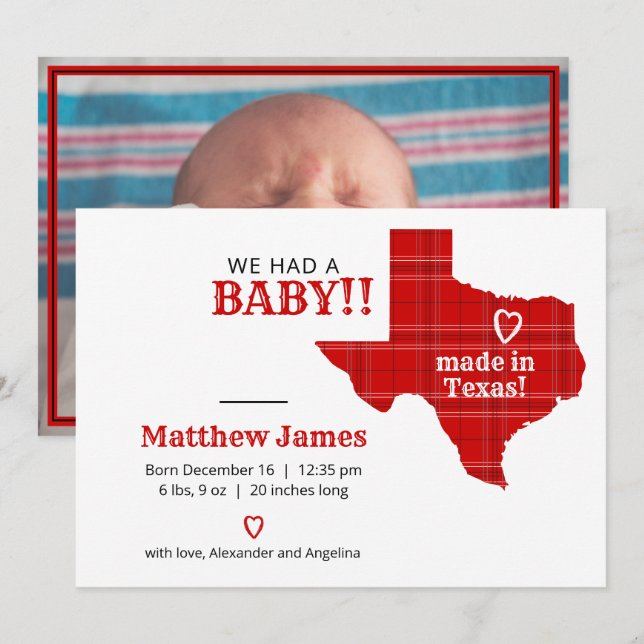 Anúncio Xadrez Vermelha Feita No Texas - Foto Horizontal (Frente/Verso)