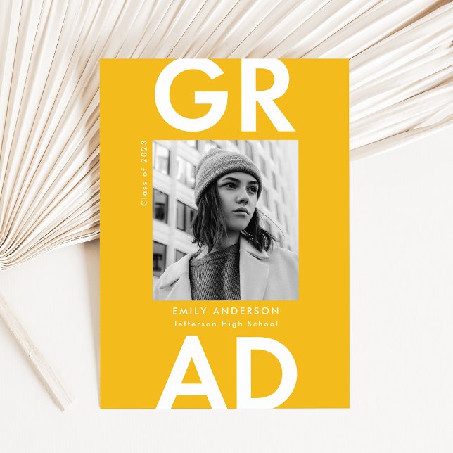 Anúncio Yellow | Bold Grad Photo Graduation (Criador carregado)