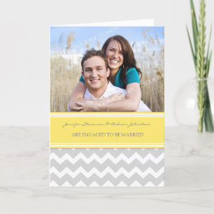 Anúncio Yellow Gray Chevrons Engagement Photo Announcement