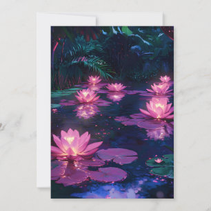 Anúncio Zen da Meia-Noite Natureza Lago de Lótus Rosa