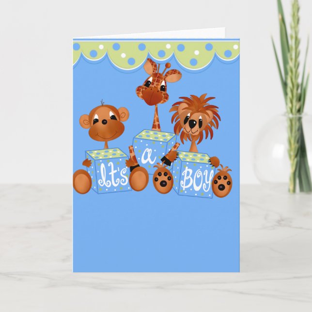 Anúncio Zoo Animals It's a Boy Cards (Frente)