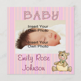 Anúncios cor-de-rosa do nascimento do bebé de