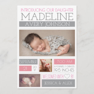 Anúncios dados boas-vindas do nascimento da