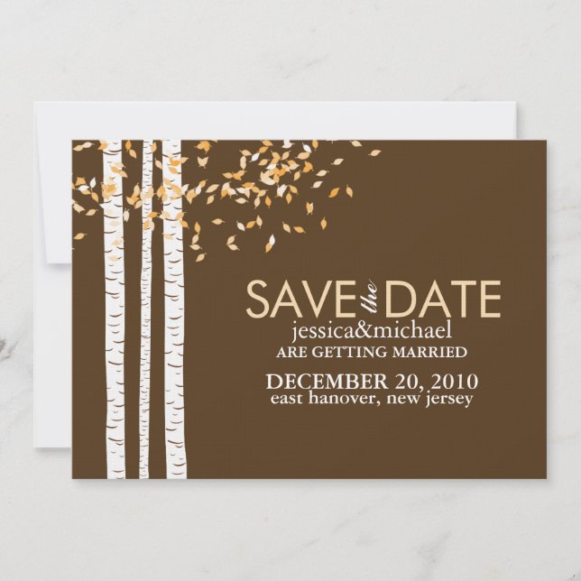 Anúncios de Birch Trees Fall Save the Date (Frente)