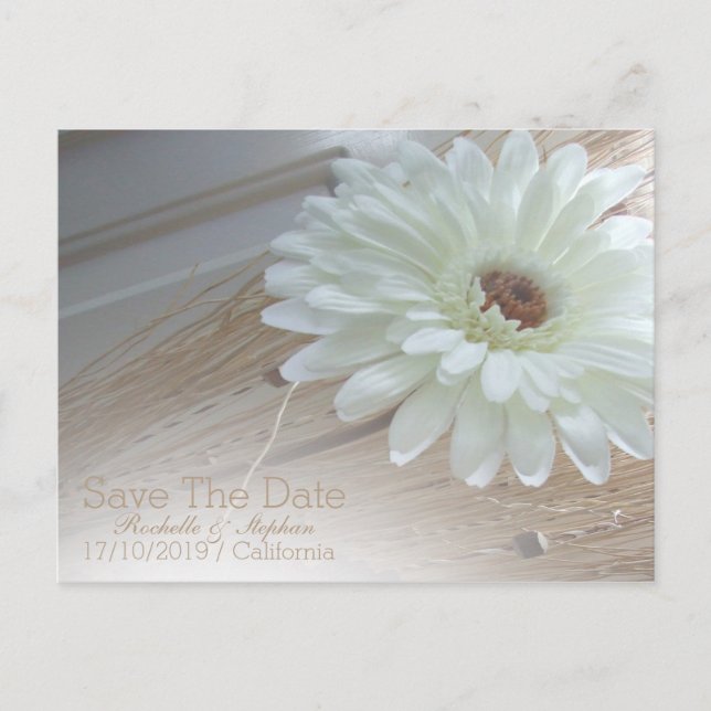 Anúncios de casamento White Daisy Save The Date (Frente)
