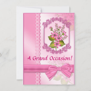 Anúncios de Convites de Aniversário Floral Rosa