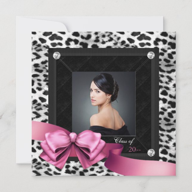 Anúncios de Formatura com Foto de Leopardo Rosa (Frente)
