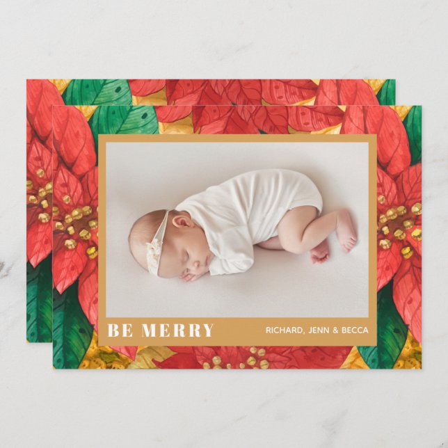 Anúncios de Foto de Nascimento de Poinsettia no Na (Frente/Verso)