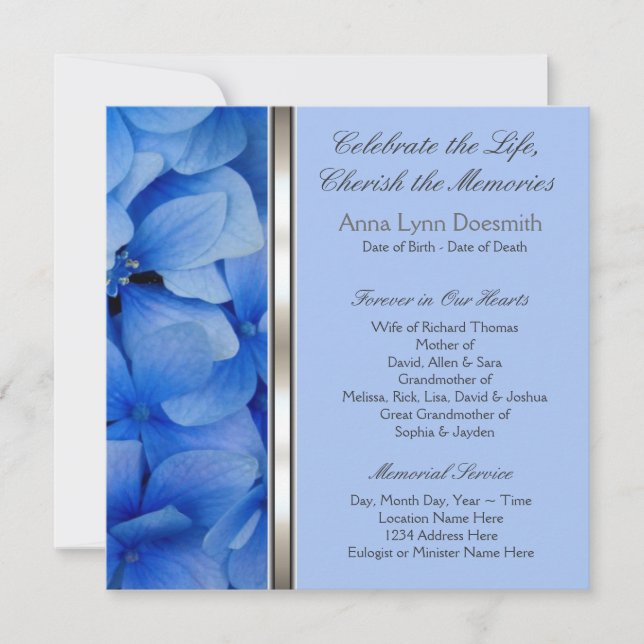 Anúncios de Funeral de Hortênsia Azul (Frente)