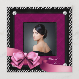 Anúncios de Graduação de Foto em Zebra Rosa-Quente