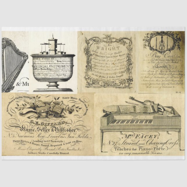 Anúncios de instrumentação musical papel de desvin (Frente )