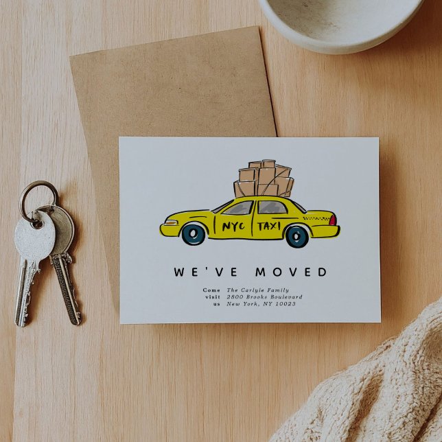 Anúncios de Movimentação de Táxi Amarelo Nova Iorq (New York City Bright Yellow Taxi Moving Announcement Cards)