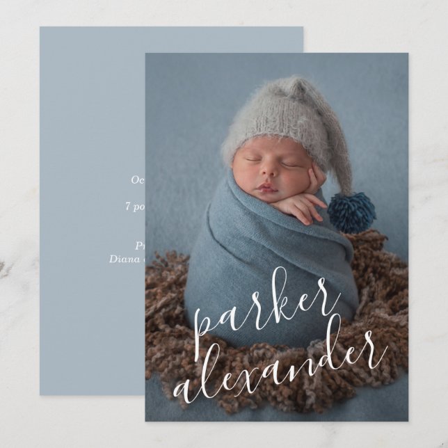 Anúncios de Nascimento com Foto de Bebê Adorável (Frente/Verso)
