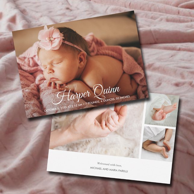 Anúncios de Nascimento da Colagem de Fotos do Bebê (Baby Photo Collage Birth Announcements)