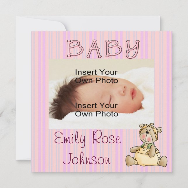 Anúncios de Nascimento de Beary Pink (Frente)