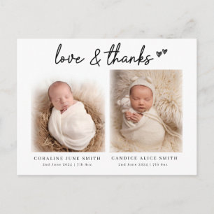 Anúncios de nascimento de bebê gêmeo foto amor & a