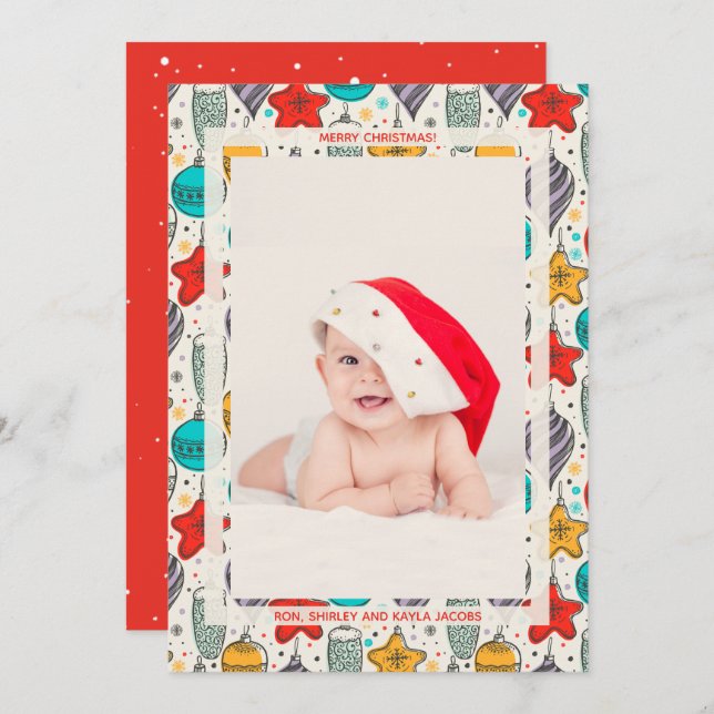 Anúncios de nascimento de fotos de natais vintages (Frente/Verso)