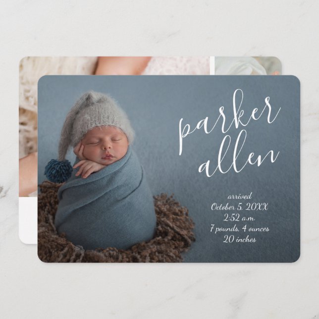 Anúncios de Nascimento em Colagem de Fotos de Bebê (Frente/Verso)