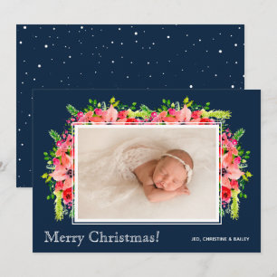 Anúncios de Natal em Poinsettias Foto de Nascimen