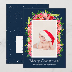 Anúncios de Natal em Poinsettias Foto de Nascimen