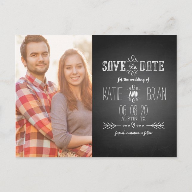 Anúncios de Salvar a Data com Foto | Quadro Negro  (Frente)